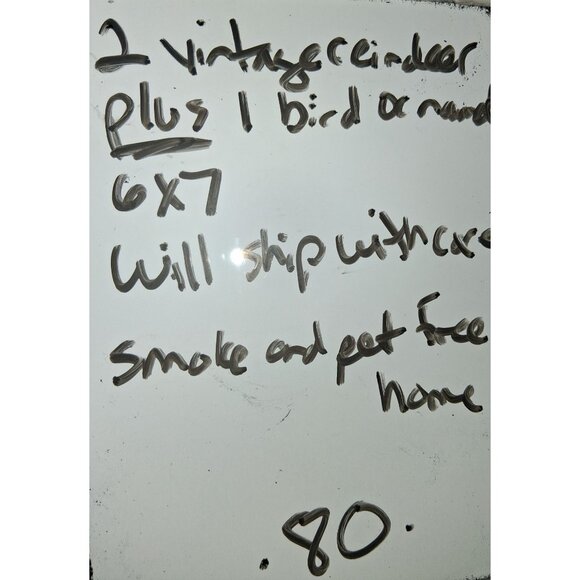 Vintage Flocked Deer Figurines With Red Bows & Bells + Red Bird Clip - Picture 10 of 10